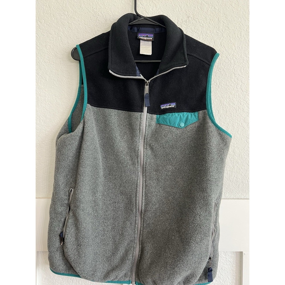 Patagonia Lightweight Synchilla Snap-T Vest Fleece Grey Black 25500 Men’s Large